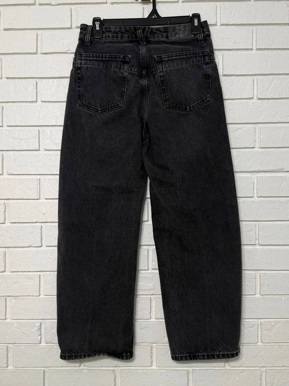 Free People Black Washed High-Rise Straight Jeans